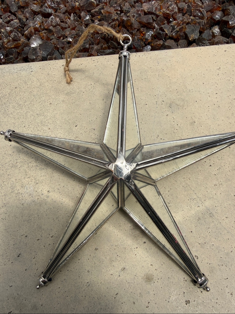 Pottery Barn Faceted Mirror Star Ornament 
Victorian Tiffany Style Star Ornament